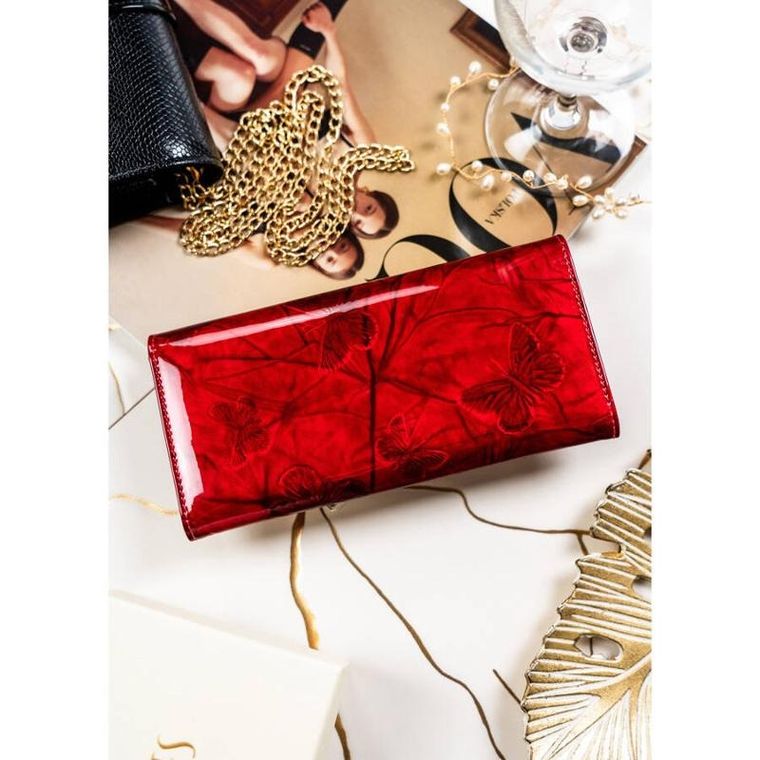 Portfel, czerwony, skórzany, Peterson