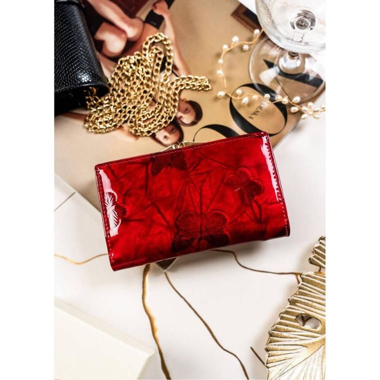 Portfel, czerwony, skórzany, Peterson