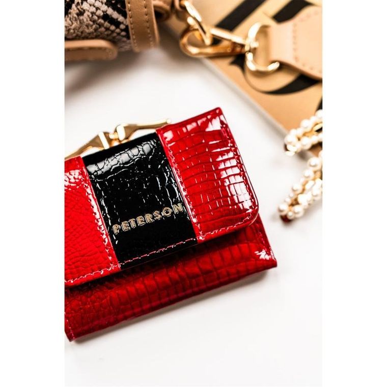 Portfel, czerwony, skórzany, Peterson