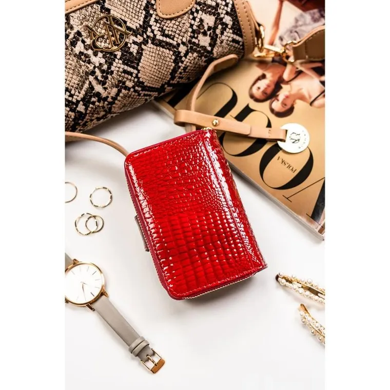 Portfel, czerwony, skórzany, Peterson