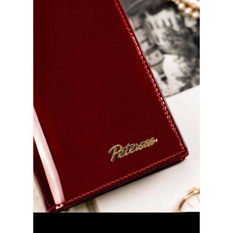 Portfel, czerwony, skórzany, Peterson