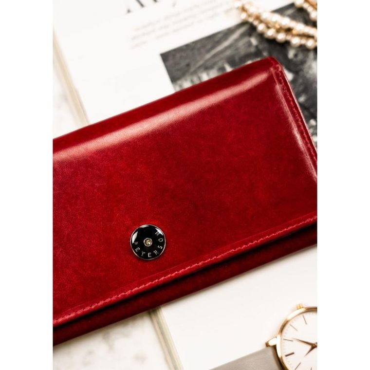 Portfel, czerwony, skórzany, Peterson