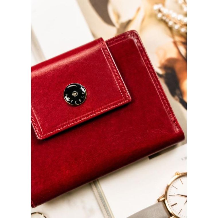 Portfel, czerwony, skórzany, Peterson