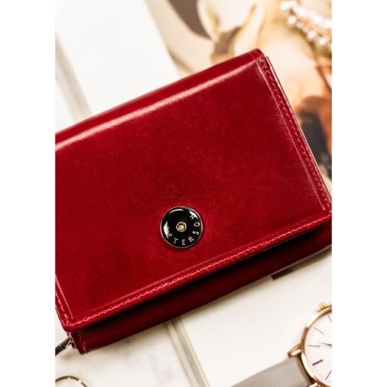 Portfel, czerwony, skórzany, Peterson