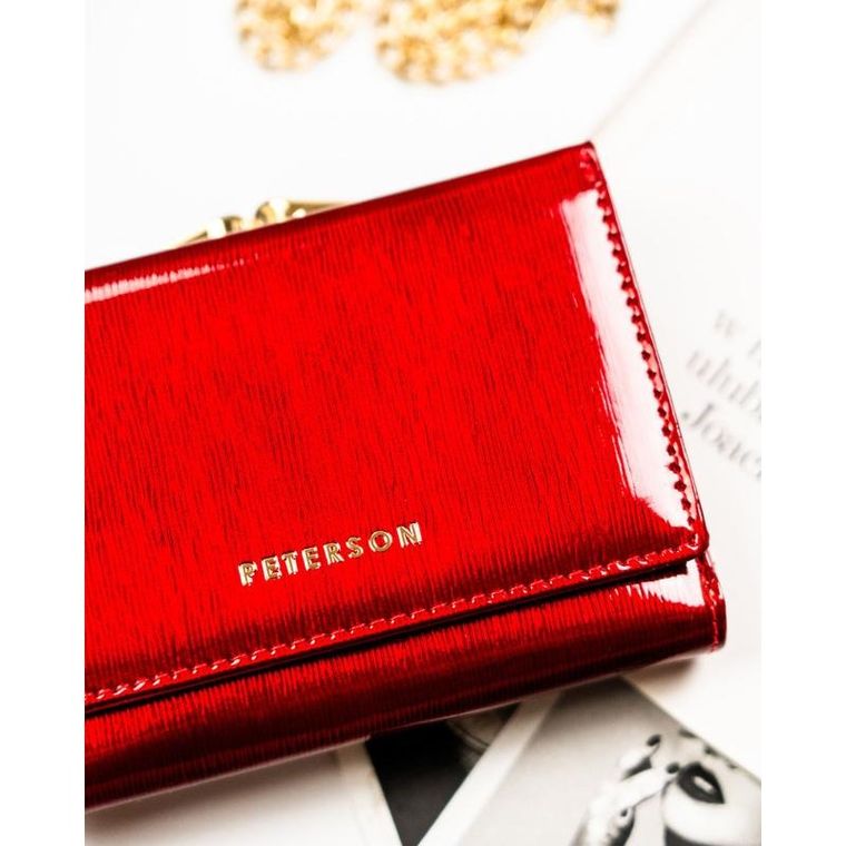 Portfel, czerwony, skórzany, Peterson