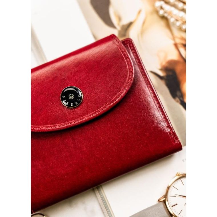 Portfel, czerwony, skórzany, Peterson