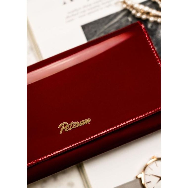 Portfel, czerwony, skórzany, Peterson