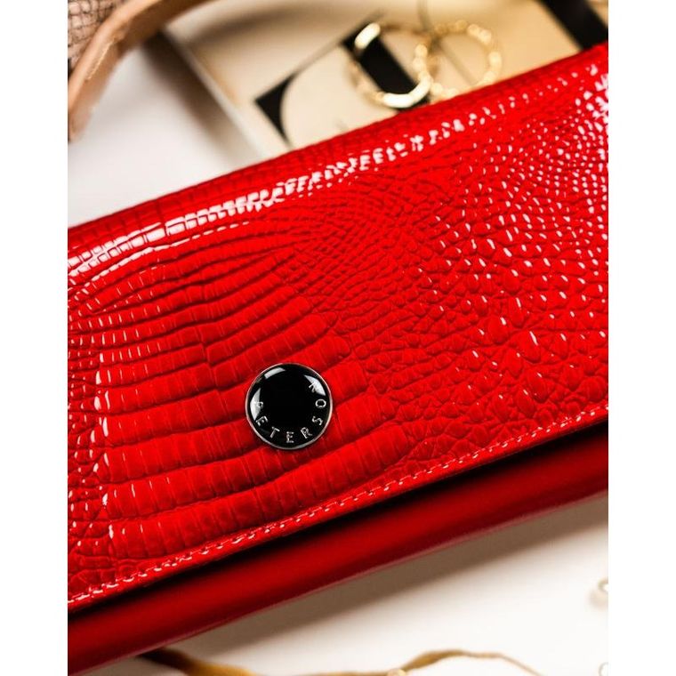 Portfel, czerwony, skórzany, Peterson