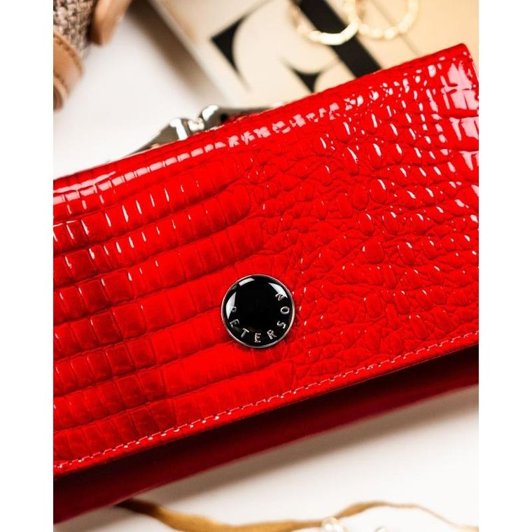 Portfel, czerwony, skórzany, Peterson