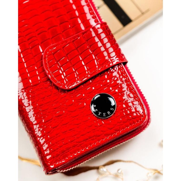 Portfel, czerwony, skórzany, Peterson