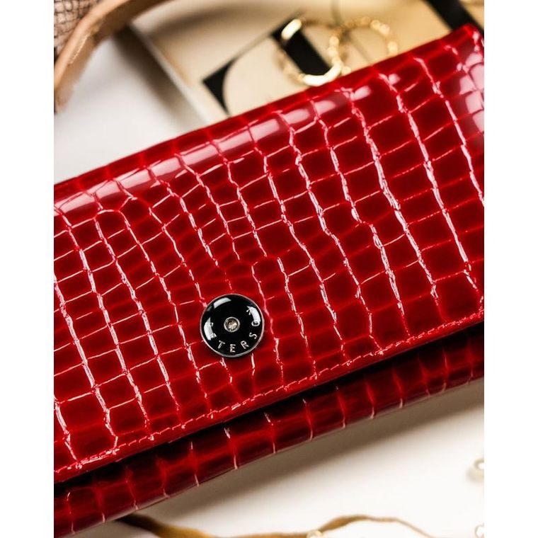 Portfel, czerwony, skórzany, Peterson