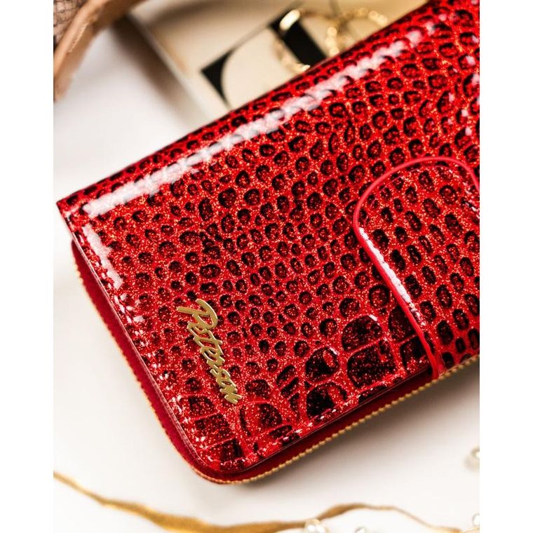 Portfel, czerwony, skórzany, Peterson