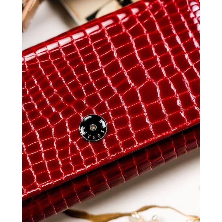 Portfel, czerwony, skórzany, Peterson