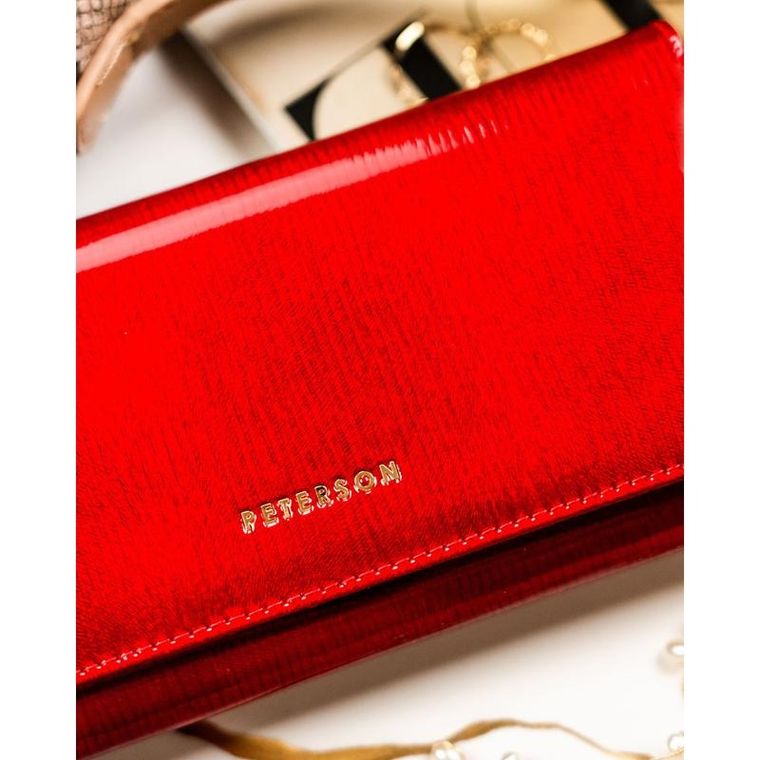 Portfel, czerwony, skórzany, Peterson