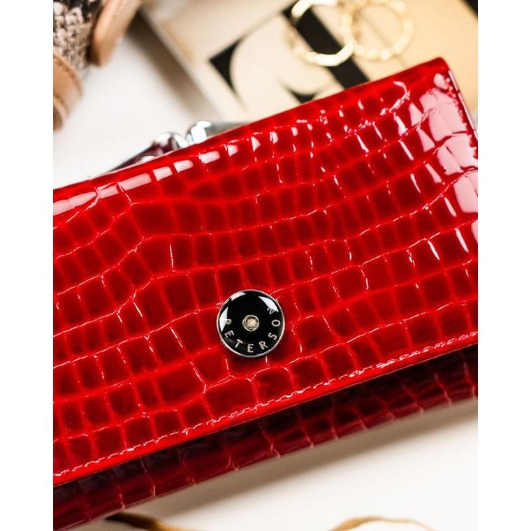 Portfel, czerwony, skórzany, Peterson