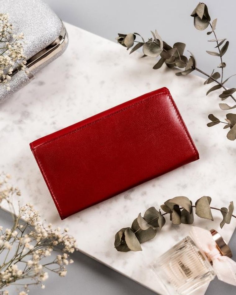 Portfel, czerwony, skórzany, RFID, Cavaldi