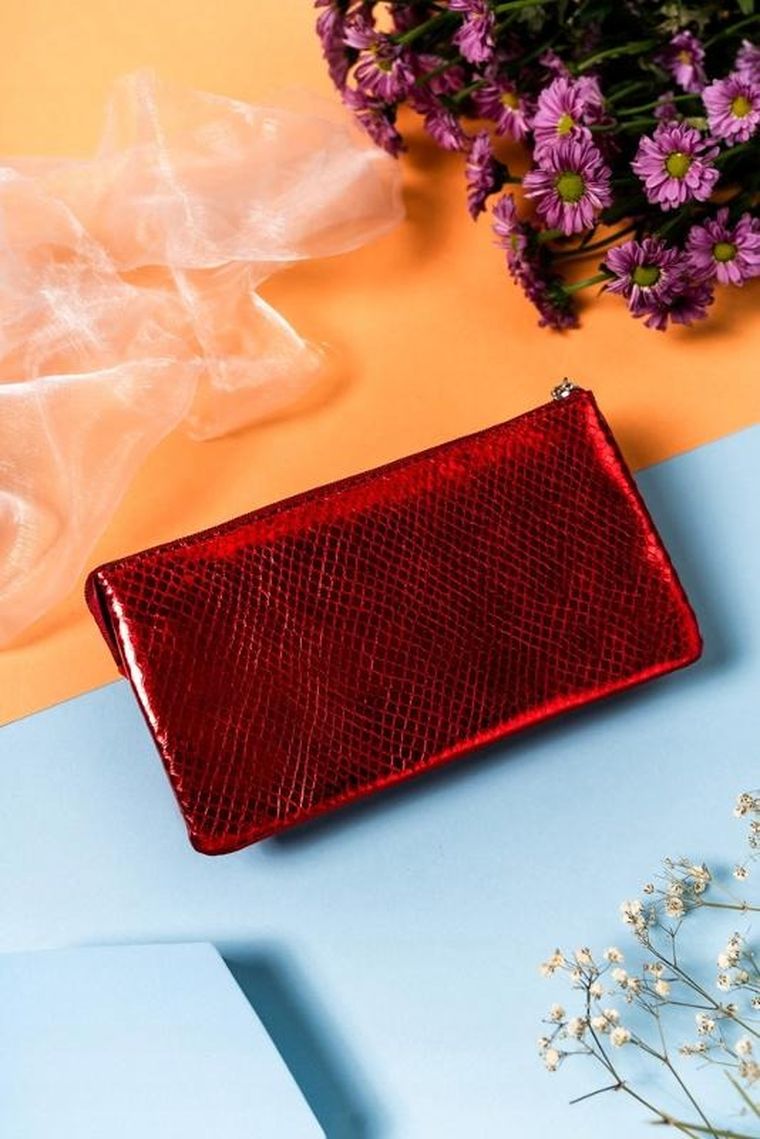 Portfel, czerwony, skórzany, RFID, Lorenti