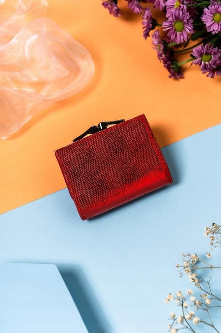 Portfel, czerwony, skórzany, RFID, Lorenti