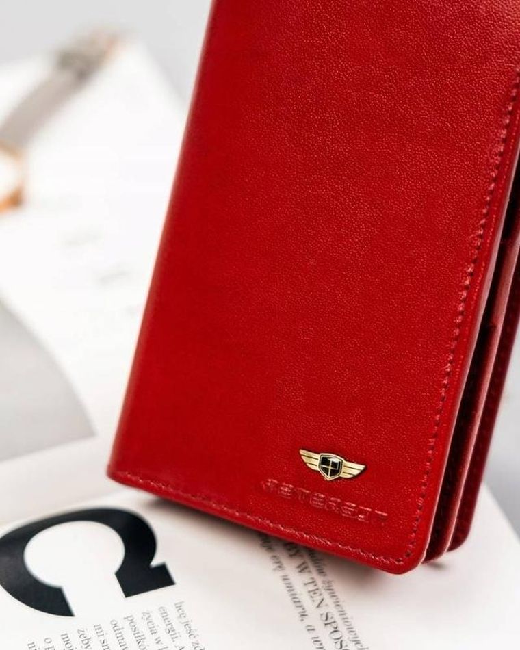 Portfel, czerwony, skórzany, RFID, Peterson