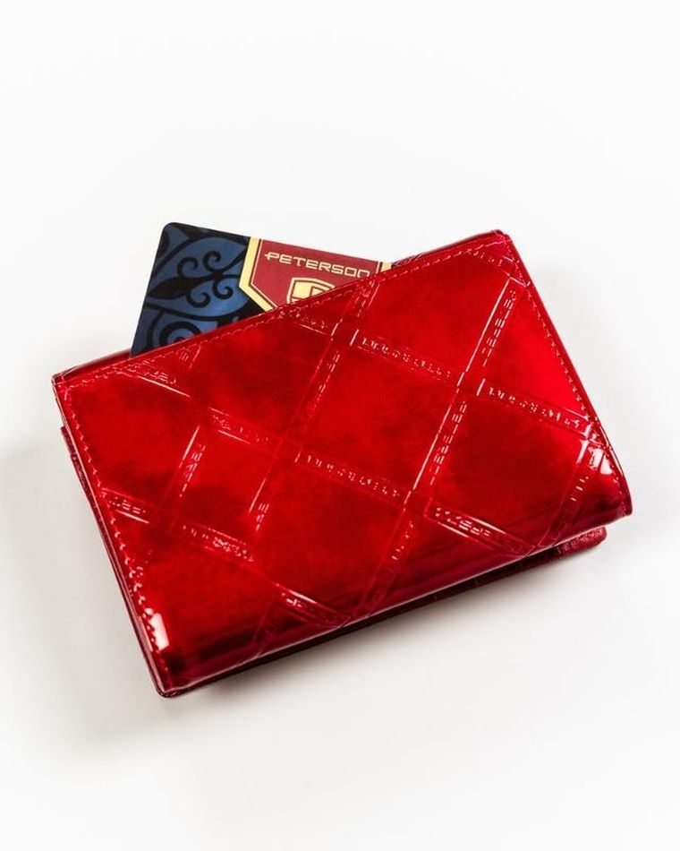 Portfel, czerwony, skórzany, RFID, Peterson