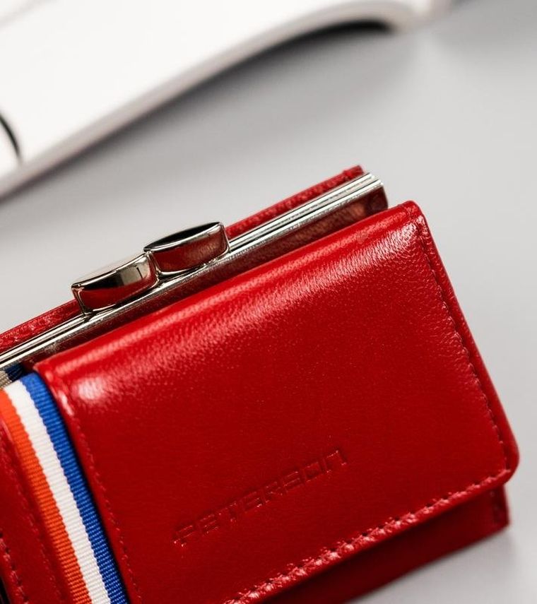 Portfel, czerwony, skórzany, RFID, Peterson