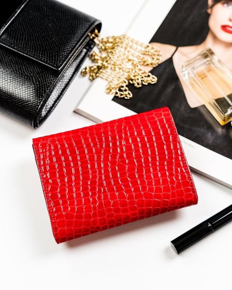 Portfel, czerwony, skórzany, RFID, Peterson