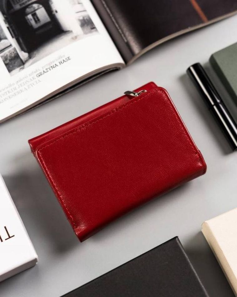 Portfel, czerwony, skórzany, RFID, Peterson