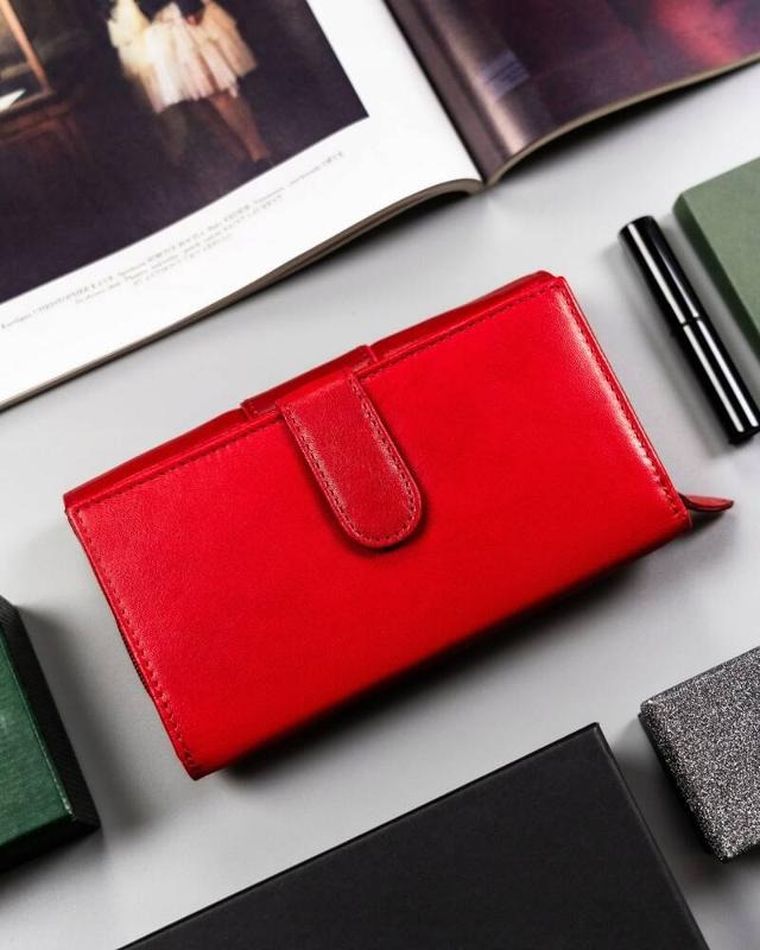 Portfel, czerwony, skórzany, RFID, Peterson