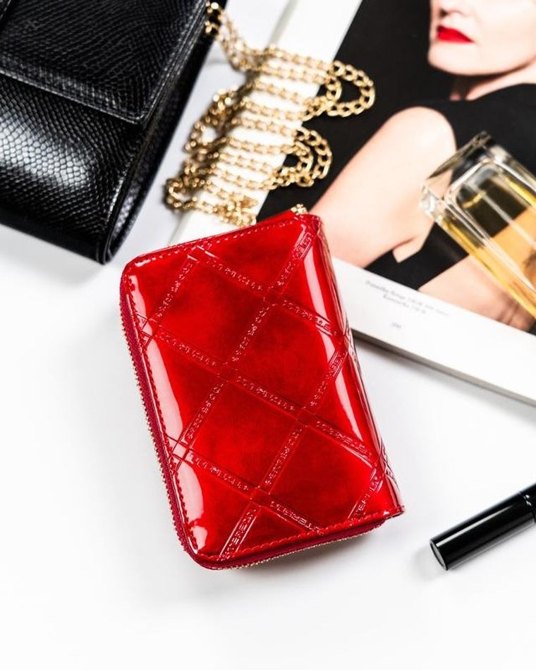 Portfel, czerwony, skórzany, RFID, Peterson