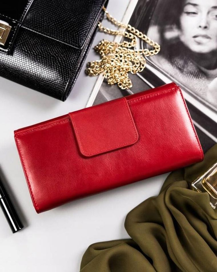 Portfel, czerwony, skórzany, RFID, Peterson