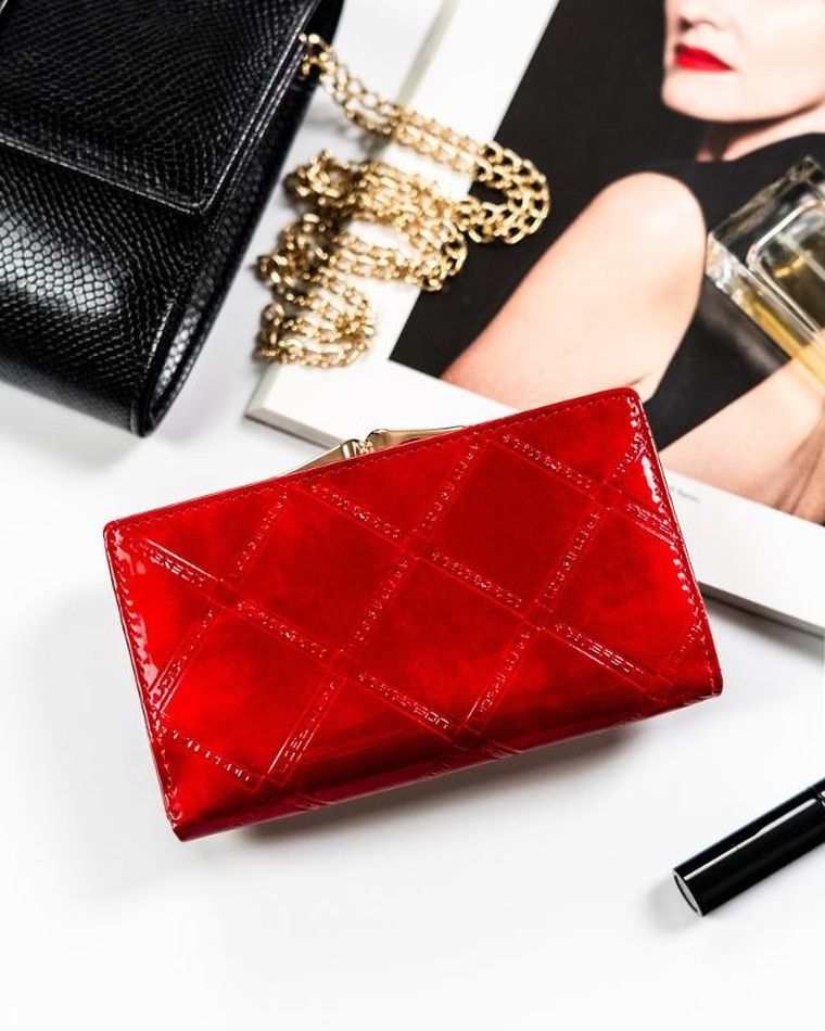 Portfel, czerwony, skórzany, RFID, Peterson