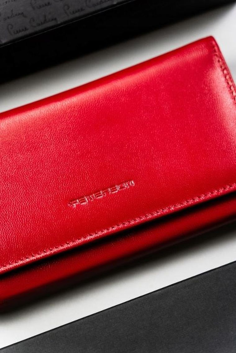 Portfel, czerwony, skórzany, RFID, Peterson