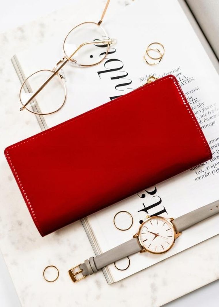 Portfel, czerwony, skórzany, RFID, Peterson