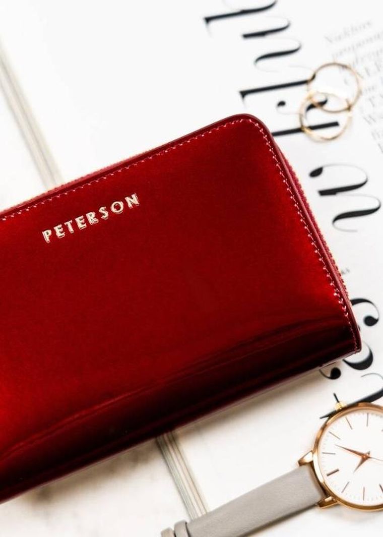 Portfel, czerwony, skórzany, RFID, Peterson