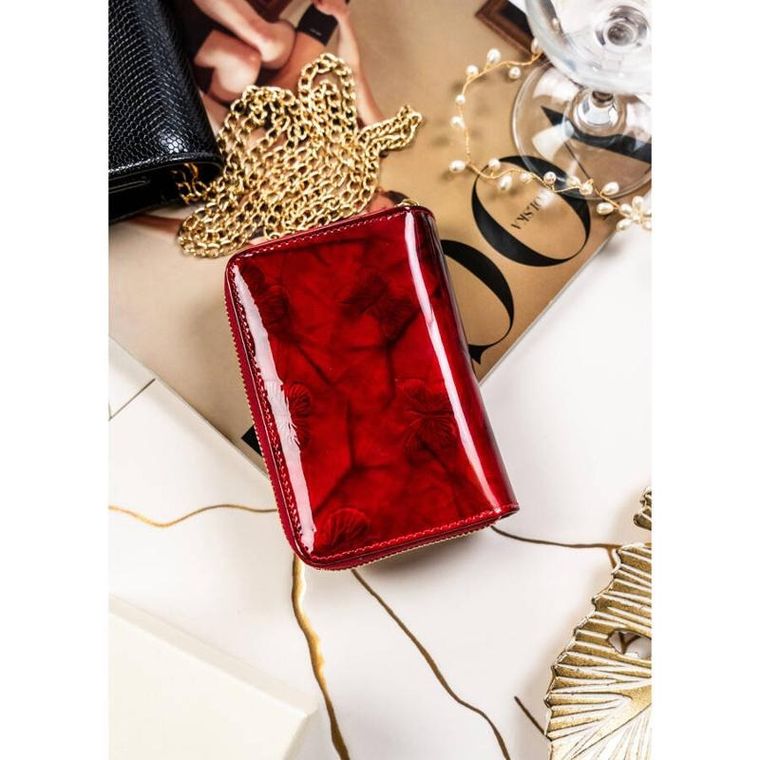 Portfel, czerwony, skórzany, RFID, Peterson