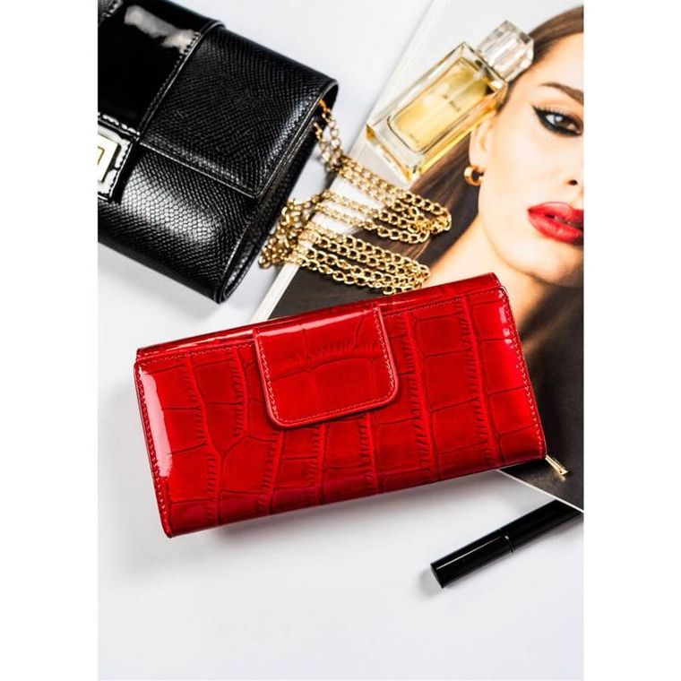 Portfel, czerwony, skórzany, RFID, Peterson