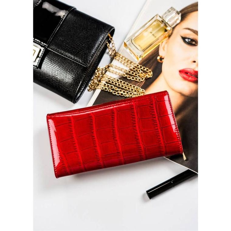 Portfel, czerwony, skórzany, RFID, Peterson