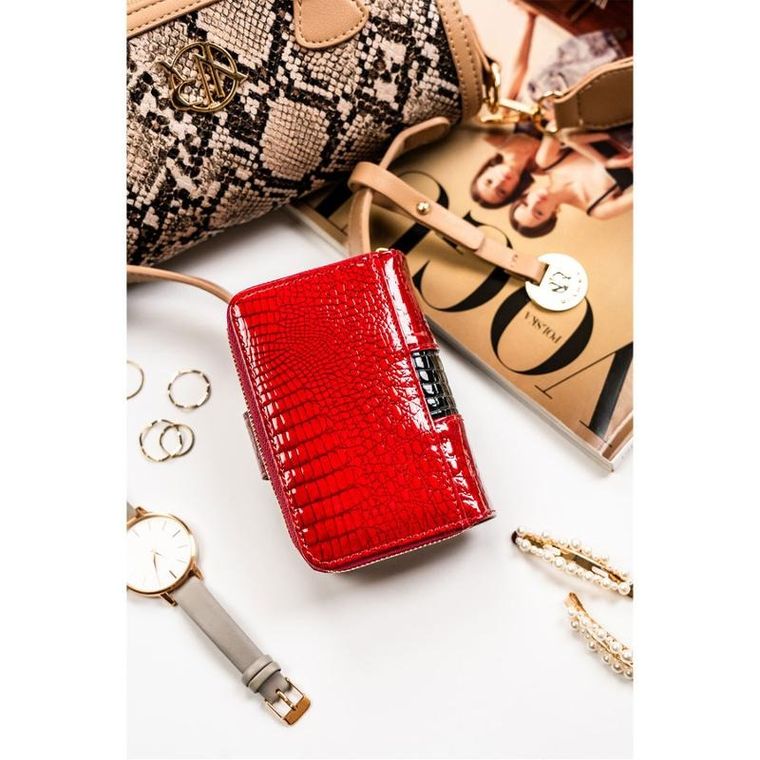 Portfel, czerwony, skórzany, RFID, Peterson