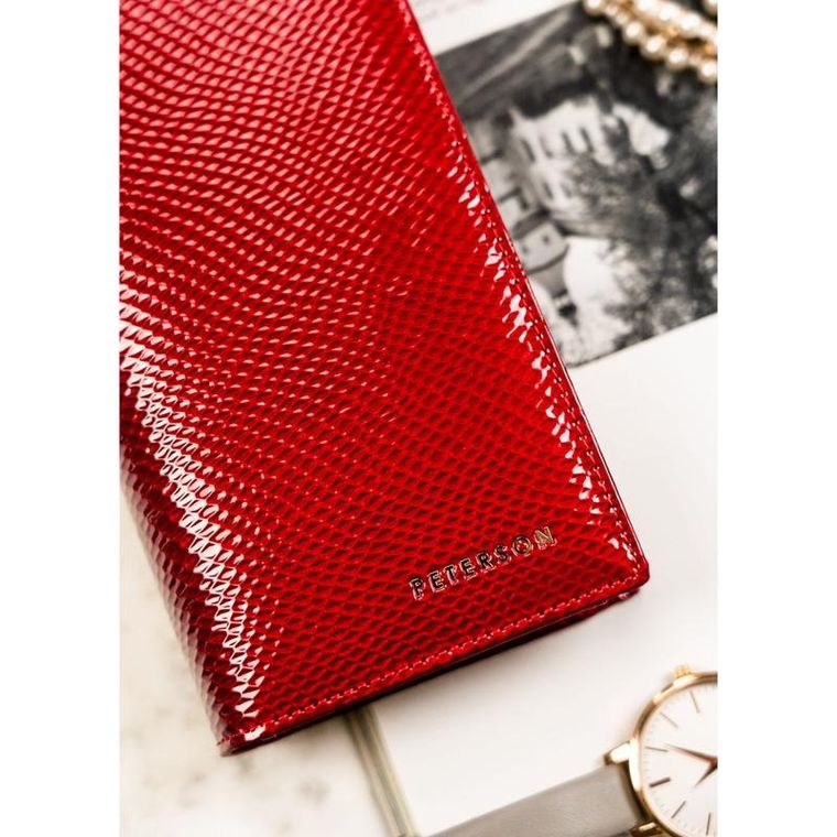 Portfel, czerwony, skórzany, RFID, Peterson