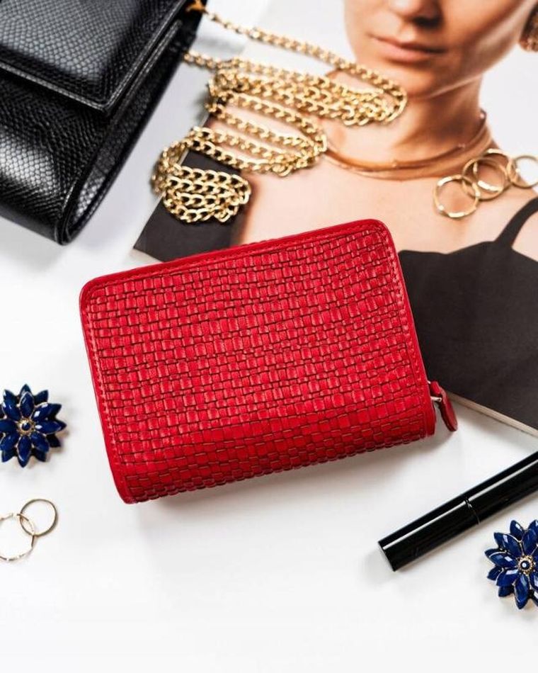 Portfel, czerwony, skórzany, RFID, Rovicky