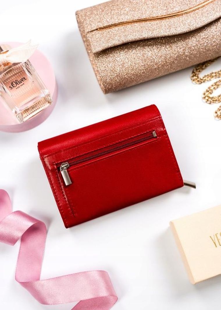 Portfel, czerwony, skórzany, RFID, Rovicky