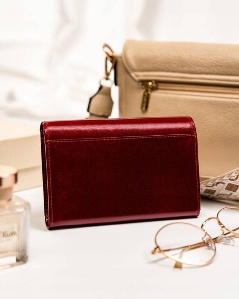 Portfel, czerwony, skórzany, RFID, Rovicky