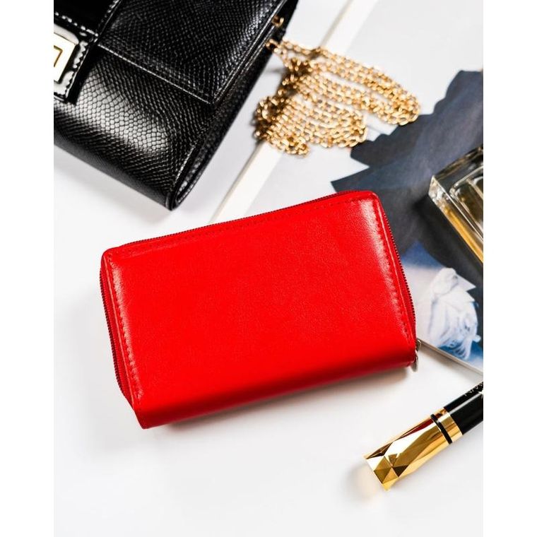 Portfel, czerwony, skórzany, RFID, Rovicky