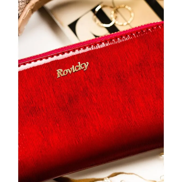 Portfel, czerwony, skórzany, RFID, Rovicky
