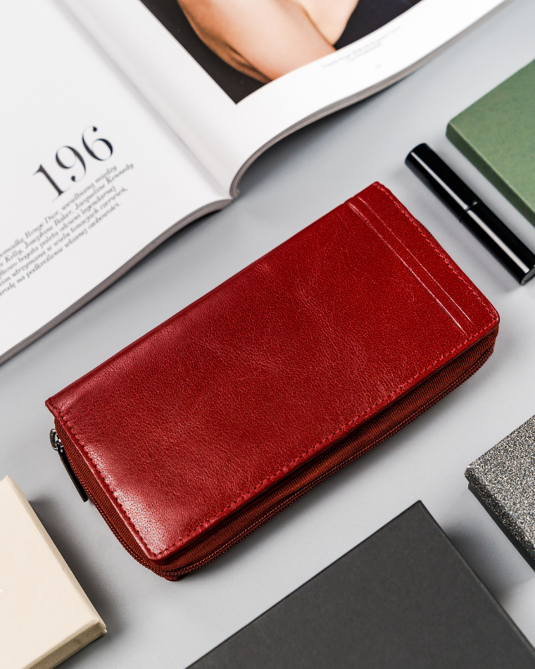 Portfel, czerwony, skórzany, Rovicky