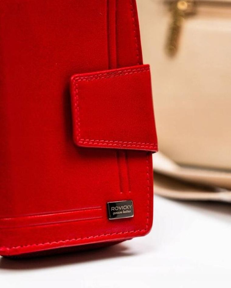 Portfel, czerwony, skórzany, Rovicky