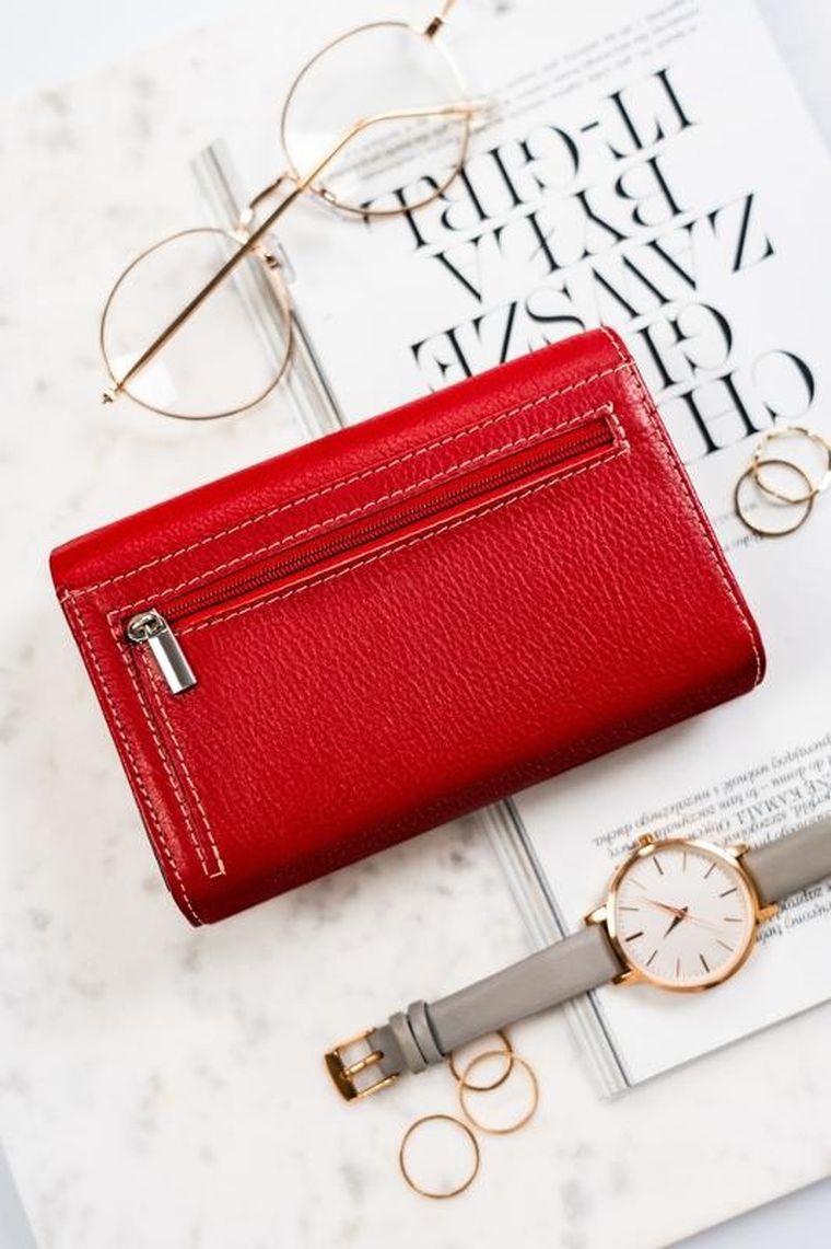 Portfel, czerwony, skórzany, Rovicky