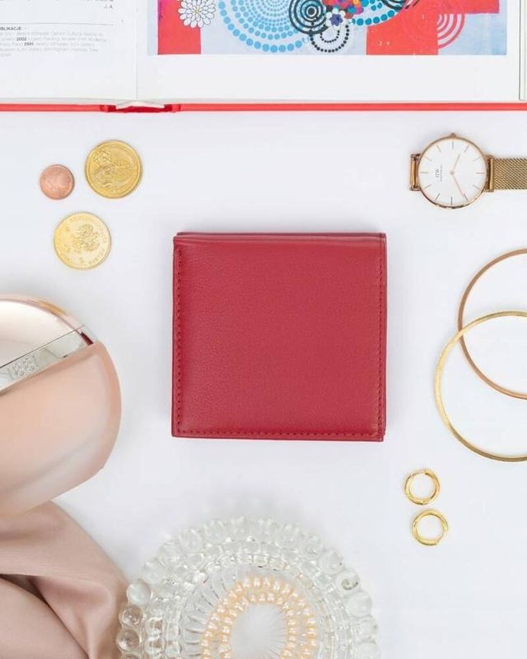 Portfel, czerwony, skórzany, Rovicky