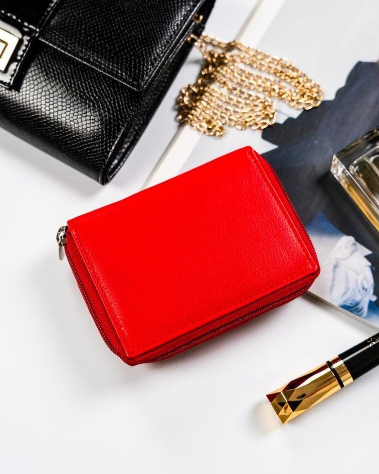 Portfel, czerwony, skórzany, Rovicky