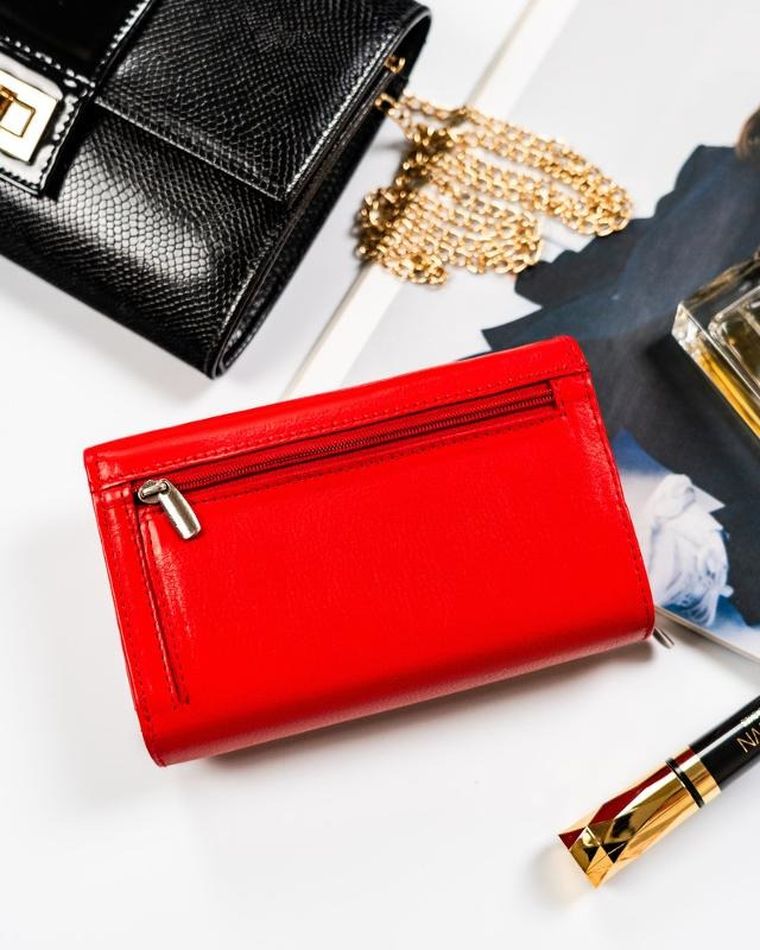 Portfel, czerwony, skórzany, Rovicky